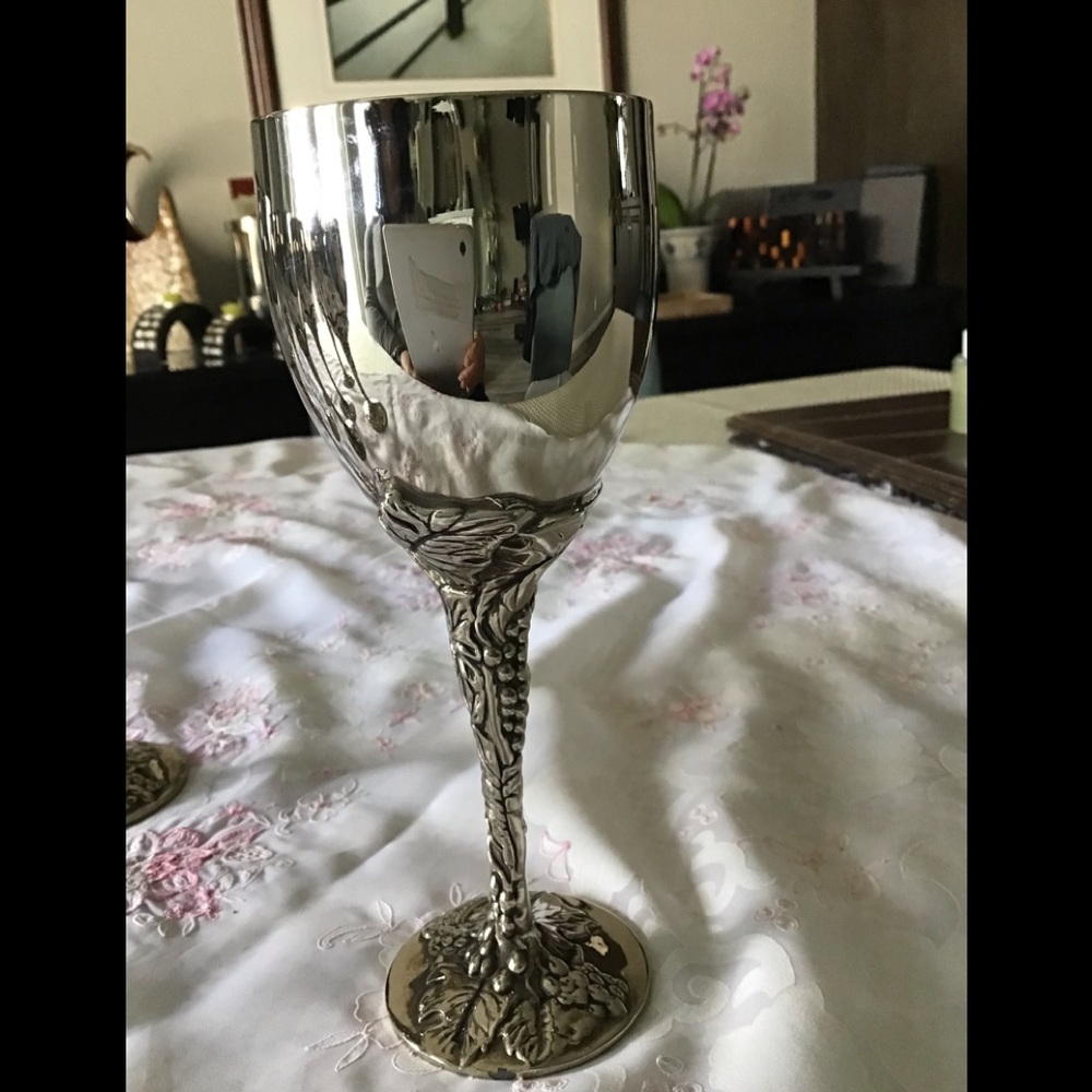 Godinger Silver plated wine goblets